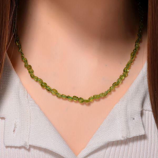 Peridot Halskette ca. 45 cm+ 5 cm Extender, 925 Silber vergoldet ca. 65,00 ct. image number 2