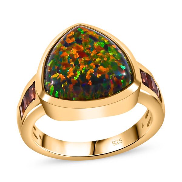 Labor schwarzer Opal und roter Granat-Ring - 2,81 ct. image number 4