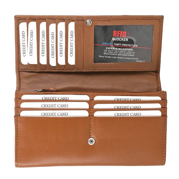 Echtleder Geldbörse mit RFID Schutz, Dunkelbraun image number 6