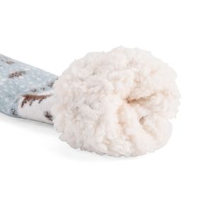 Kuschelige Sherpa Socken, Weihnachtsbaum-Muster, Blau