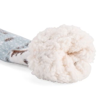 Kuschelige Sherpa Socken, Weihnachtsbaum-Muster, Blau