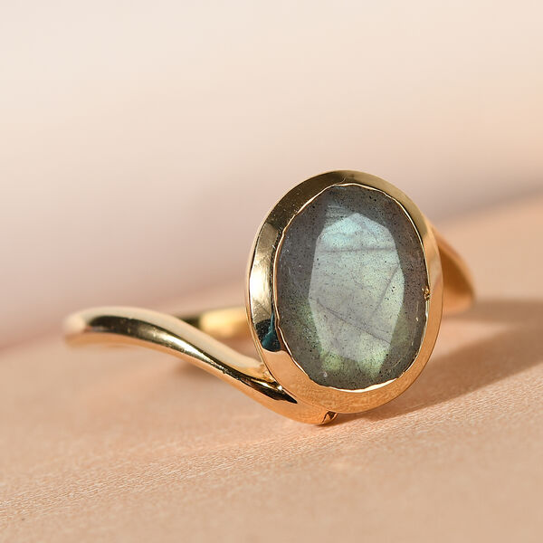 Labradorit Bypass-Ring, 925 Silber vergoldet  ca. 2,53 ct image number 2