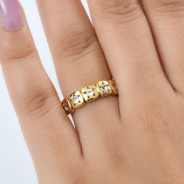 D joy AAA Premium Malagasy Regenbogen Mondstein Ring, 925 Silber 750 Gelb vergoldet (Größe 20.00) ca. 0.36 ct image number 3