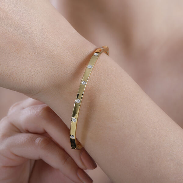 Armreif mit Diamantakzenten in Goldton, 19 cm image number 3