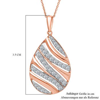 LUXURIANT SI-GH Labor Diamant Anh&auml;nger mit 50cm Kette, 925 Silber 750 Ros&eacute;gold Vermeil - 1 ct.