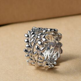 Blatt Bandring im Designer-Stil in Silberton