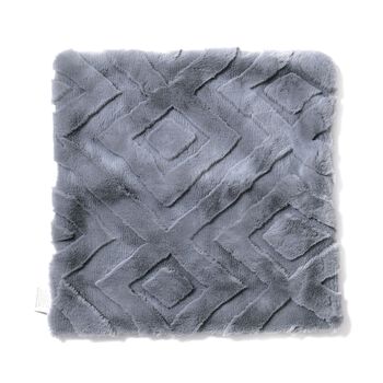 Superweicher Mikroplusch 2er-Set Sofa-Kissenbez&uuml;ge mit Rautenmuster, 45x45 und 60x60 cm, Dunkelgrau