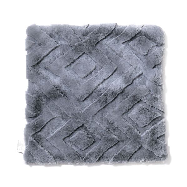 Superweicher Mikroplusch 2er-Set Sofa-Kissenbez&uuml;ge mit Rautenmuster, 45x45 und 60x60 cm, Dunkelgrau image number 2