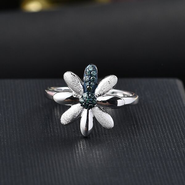 GP Italian Garden Kollektion - Blauer Diamant und Kanchanaburi blauer Saphir Ring, 925 Silber rhodiniert - 0,11 ct. image number 2