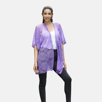 Kimono aus Spitze, Einheitsgr&ouml;&szlig;e Lila