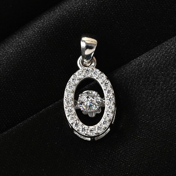 LUSTRO STELLA Hergestellt mit ZIRKONIA Tanzen Stein Anh&auml;nger 925 Silber Platin-&Uuml;berzug ca. 0,80 ct image number 2