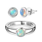 AA Natürlicher, äthiopischer Welo Opal Schmuckset 925 Silber rhodiniert ca. 1,02 ct.