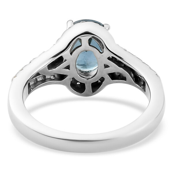 London Blau Topas und Zirkon Ring 925 Silber platiniert  ca. 2,01 ct image number 6