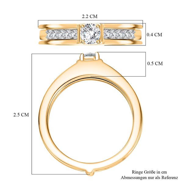 2er-Set Moissanit Ringe, 925 Silber 750 vergoldet - 0,48 ct. image number 7