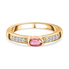 Ouro Fino Rubellit, Wei&szlig;er Zirkon Ring, 925 Silber Gelbgold Vermeil, (Gr&ouml;&szlig;e 16.00) ca. 0.34 ct