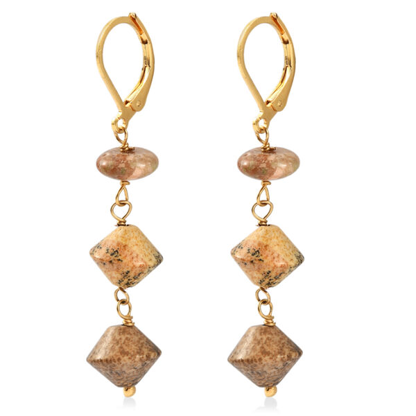 EVER TRUE Bild Jasper, Unakite Ohrringe 316L Edelstahl 750 Vergoldet ca. 18.00 ct image number 3