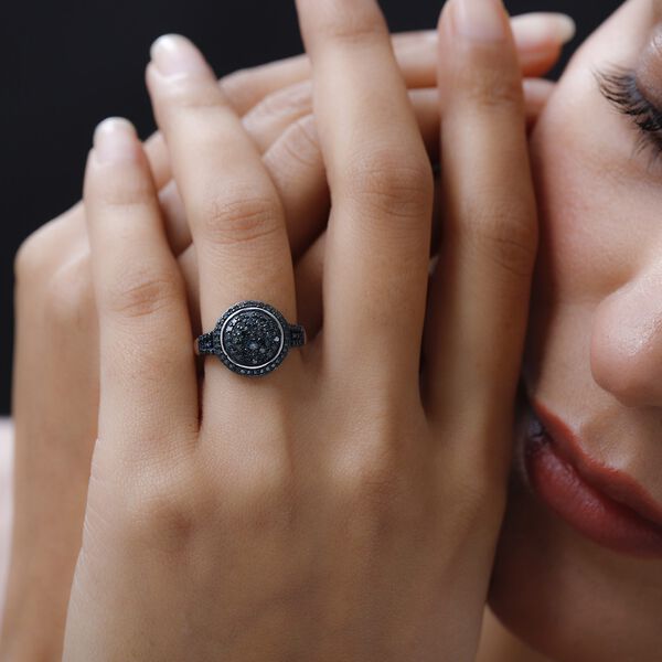 Blauer Diamant Ring, 925 Silber platiniert, (Gr&ouml;&szlig;e 21.00), ca. 0.75 ct image number 3