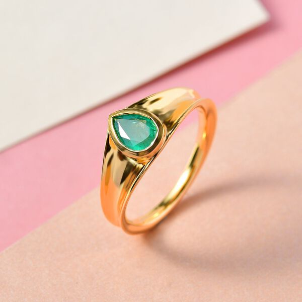 Kagem sambischer Smaragd-Solit&auml;r-Ring, 925 Silber vergoldet, 0,60 ct. image number 2