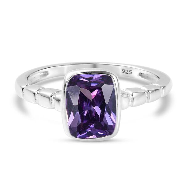 Amethyst farbener Zirkonia-Solit&auml;r-Ring in Silber, 2,43 ct.