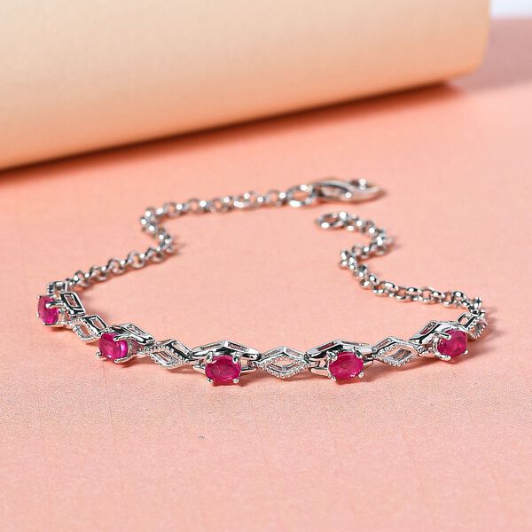 Afrikanischer Rubin (Fissure gefüllt) Armband, ca. 19 cm, 925 Silber platiniert ca. 1.38 ct image number 2