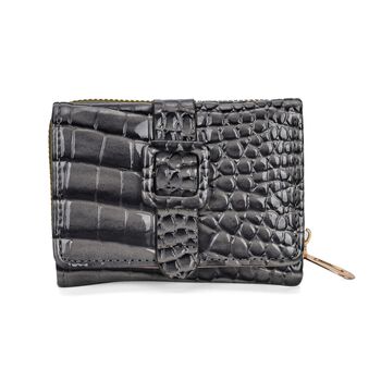 Stilvolle Geldb&ouml;rse mit Krokodilpr&auml;gung und RFID-Schutz, 11x8 cm, Grau