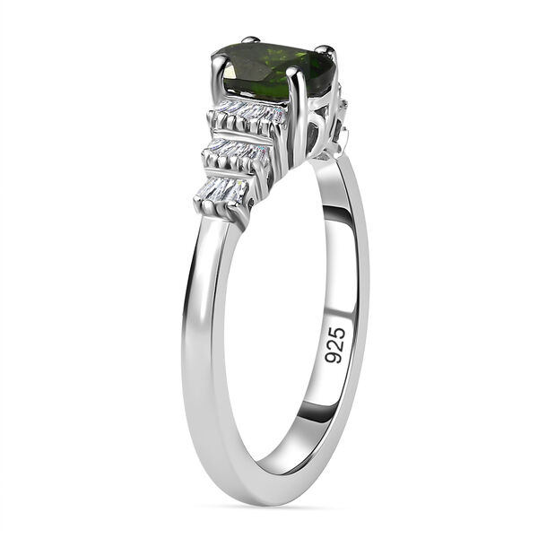 Nat&uuml;rlicher Chromdiopsid und Diamant Ring 925 Silber platiniert  ca. 1,08 ct image number 5