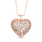 Weißer Kristall Herz-Anhänger mit Kette, roséfarben