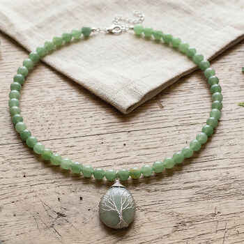 Gr&uuml;ne Aventurin Halskette, ca. 45 cm + 5 cm extender, ca. 230.00 ct