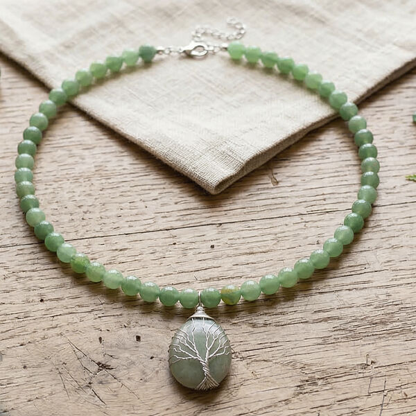 Gr&uuml;ne Aventurin Halskette, ca. 45 cm + 5 cm extender, ca. 230.00 ct image number 2