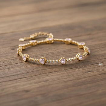 Rosa Zirkonia Armband ca. 18.5 cm Nickelfreies Messing Standard