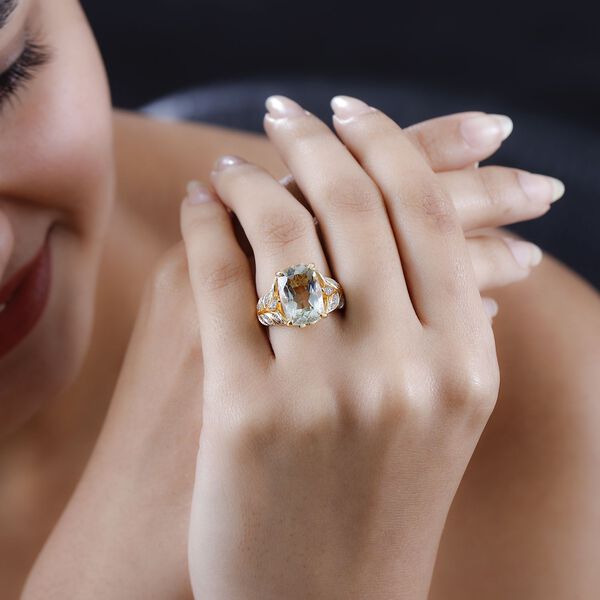 Prasiolith und Zirkon Ring - 6,52 ct. image number 3