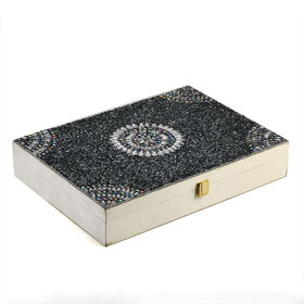 Exklusive Funkelnde Perlen-Ringbox - Handgefertigte Premium-Aufbewahrung für Ringe, Größe: L(34,5) x B(9,75) x H(2,5) cm, Schwarz