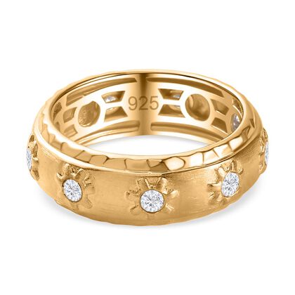 Moissanit Ring, 925 Silber Gelbgold Vermeil, (Gr&ouml;&szlig;e 19.00) ca. 0.27 ct