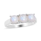 Regenbogen Mondstein 3 Stein Ring 925 Silber platiniert (Gr&ouml;&szlig;e 16.00) ca. 3,11 ct