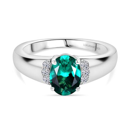 Luxuriant - AAA Lab Grown Kolumbianischer Smaragd, Lab Grown Diamant Ring 925 Silber rhodiniert (Gr&ouml;&szlig;e 17.00) ca. 1.43 ct