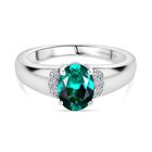 Luxuriant - AAA Lab Created Kolumbianischer Smaragd, Lab Grown Diamant Ring 925 Silber rhodiniert (Größe 17.00) ca. 1.43 ct