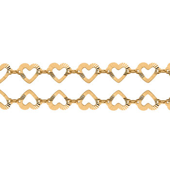 45cm Kette mit diamantgeschliffenen Herzmotiven, 925 Silber vergoldet