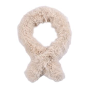 Superweicher Kunstfell Schal, 80x8 cm, Beige