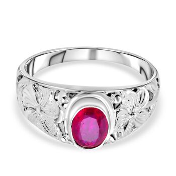 Royal Bali - Afrikanischer Rubin (Fissure gef&uuml;llt) Ring, 925 Silber Schwarz oxidiert (Gr&ouml;&szlig;e 16.00) ca. 1,40 ct