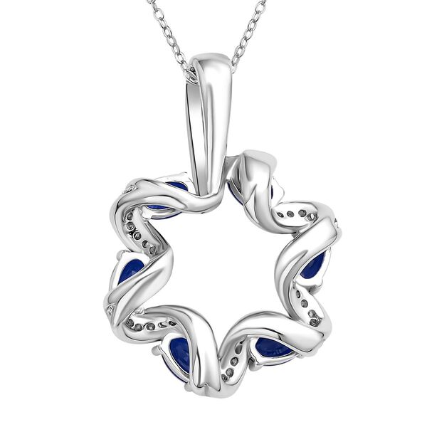 Blauer und wei&szlig;er Zirkonia Anh&auml;nger mit Kette im Set, Messing image number 5