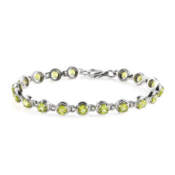 Nat&uuml;rliches Peridot-Armband, 19 cm, Edelstahl, ca. 8,62 ct