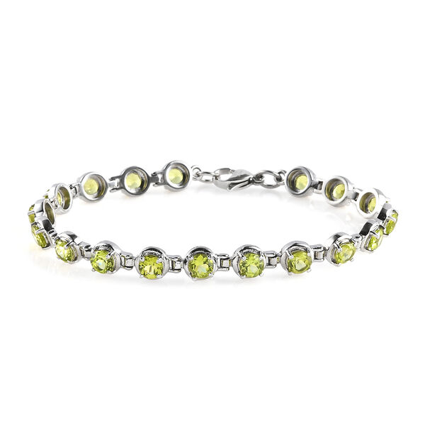 Nat&uuml;rliches Peridot-Armband, 19 cm, Edelstahl, ca. 8,62 ct