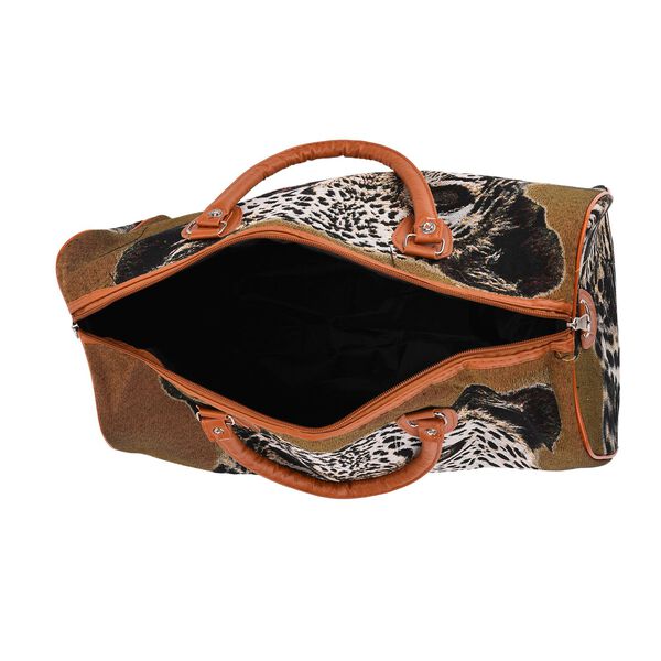 Reisetasche, 45x23x27cm, Braun mit Leopardenmuster image number 5