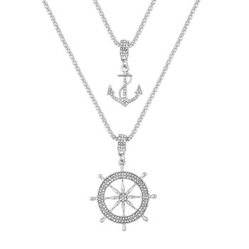 2er Set - Wei&szlig;e Kristall Halskette, ca. 50 cm