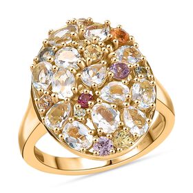 D joy AAA Premium Malagasy Mondstein Galaxy Ring, 925 Silber 750 Gelbgold Vermeil (Größe 16.00) ca. 2.49 ct