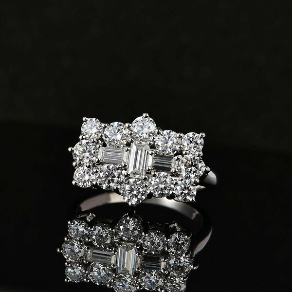 Moissanit Boot Ring, 925 Silber rhodiniert - 2,15 ct. image number 1