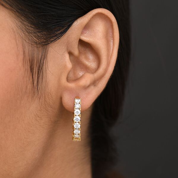 D'Joy Moissanit Ohrringe, 925 Silber 750 Gelbgold Vermeil - 7 ct. image number 2