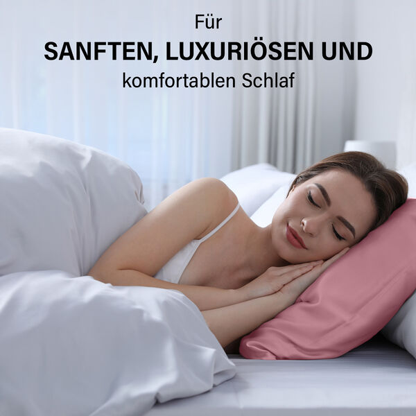 Serenity Night - 100% Maulbeerseide Sommerseidendecke mit Seidenfüllung Daunenkissen und Seidenkissenbezug Rosa image number 3