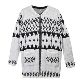 Kuscheliger Winter-Cardigan mit 2 Taschen, Einheitsgröße, weiß/schwarz