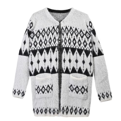 Kuscheliger Winter-Cardigan mit 2 Taschen, Einheitsgröße, weiß/schwarz image number 0